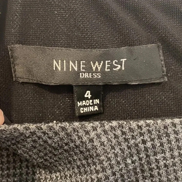 Nine West Gray Houndstooth Tweed Sheath Dress Womens Size 4 (772)‎ - Picture 3 of 3